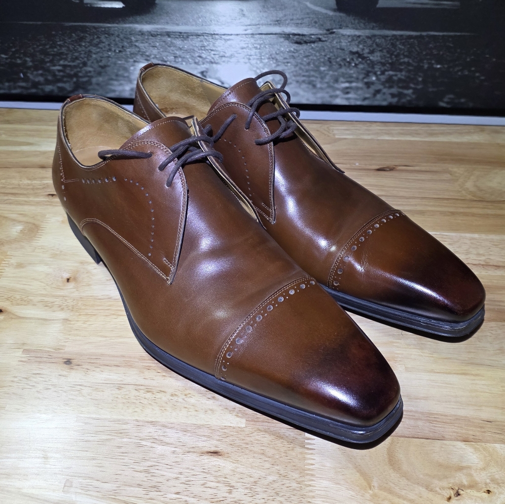 Magnanni Men’s Cap Toe Derby / Chukka Oxford Cognac New Without Box 13